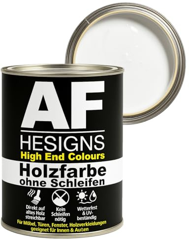 Alex Flittner Designs Möbelfarbe ohne Schleifen in Reinweiß RAL9010 | Kein Schleifen nötig - Direkte Anwendung auf alten Anstrichen, Holz, MDF oder lackierten Oberflächen - spart Zeit & Arbeit.