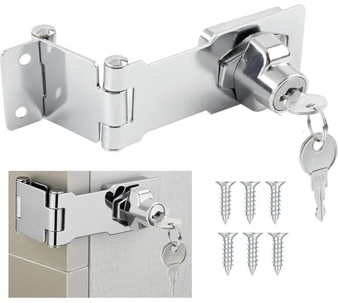 Litensh Låslås, nyckellås, Hasp hänglås, Hasp-lås, spärr, spärr, dörrlås, skåpslåda Hasp lås (Siver - 3 tum - Trippel vik)