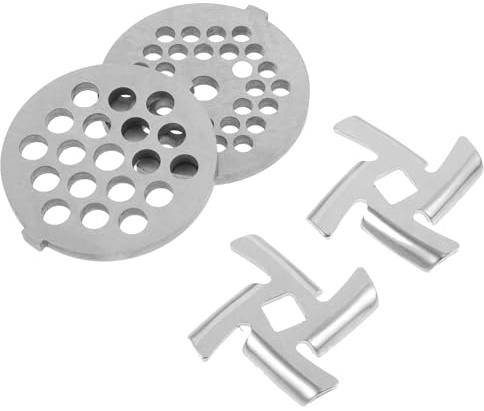 TOYANDONA Plaque de Découpe en Acier Inoxydable pour Hachoir à Viande Électrique, Lot de 4 Pièces, Accessoires de Viande Pratiques et Résistants, Plaque Perforée Compatible, Facile