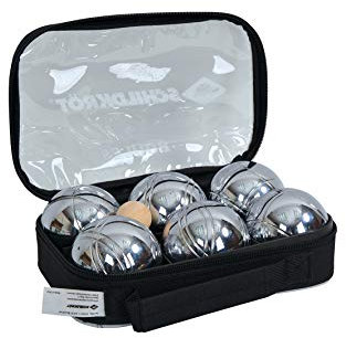 Schildkröt® Boule, Boccia, Petanque Set, 2x 3 Stahlkugeln, 1x Zielkugel inkl. Abstandsmesser, in wiederverschließbarer Tragetasche, 970011