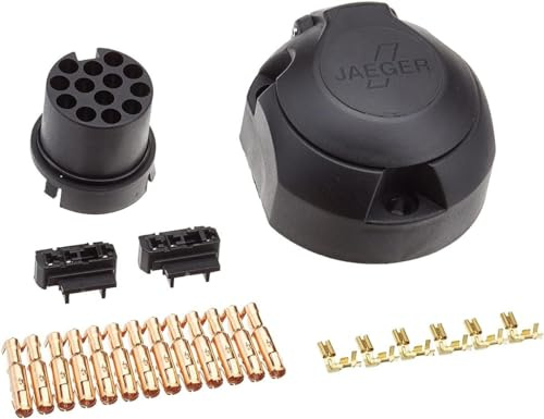 JAEGER 72400021 Anhängersteckdose mit Microschalter mit Kontakten Anschluss seitlich Abgang mitte schwarz