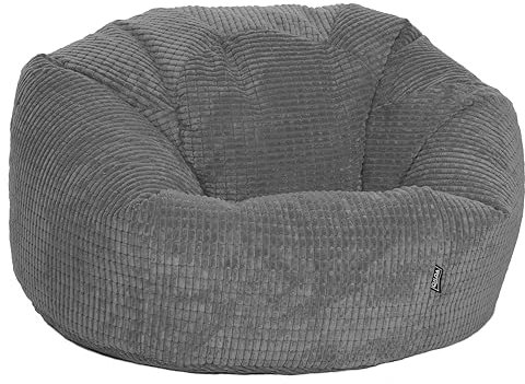 Gilda Grey Giant Classic Large Adults Teens Soft snuggly Corduroy Beanbag ARRIVES FILLED (Grey)