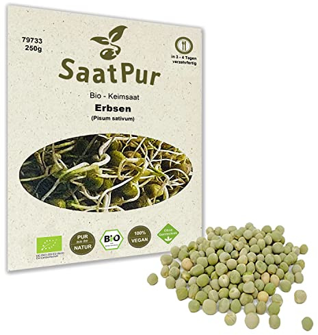 250g BIO Keimsprossen Erbse Mikrogreen Sprossen Keimling Mikrogrün Sprossenanzucht Keimsaat