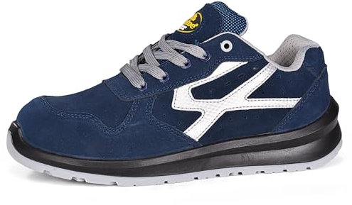 SAFETOE Zapatos de Seguridad para Hombres con Puntera de Fibra de Vidrio 7328 Zapatillas Ultra-Ligeras Azul (Talla 45, Azul)