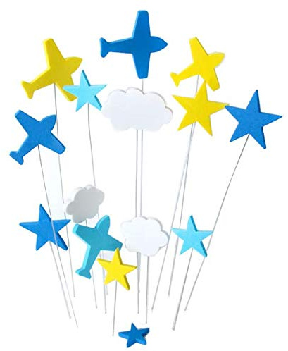 AILEXI 17 Counts Happy Birthday Cake Decorating Toppers - Aircrafts