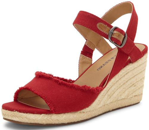 Lucky Brand Women's Mindra Espadrille Wedge Sandal, sb red, 8.5