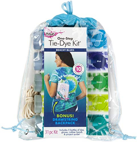 Tulip One-Step Tie Dye Backpack Kit Beachy Blues, 31pc, Party and Craft Supplies, Vibrant Colors for Fashion Art Projects