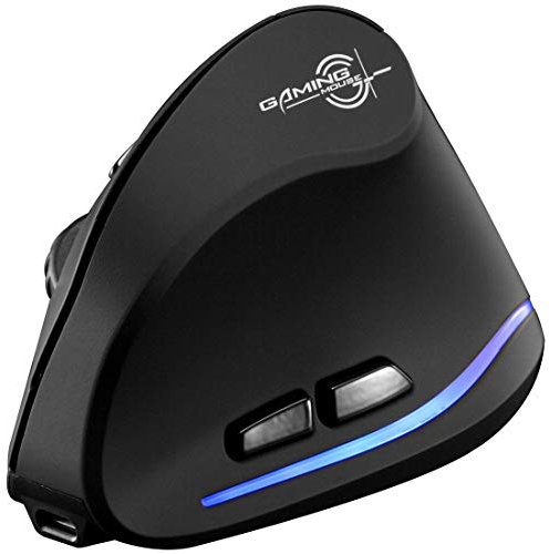 Souris Ergonomique Rechargeable, 2,4 G USB Optique LED Verticale sans Fil avec 3 DPI réglables 1000/1600/2400 et 6 Boutons pour Ordinateur Portable, PC, Ordinateur de Bureau, Noir