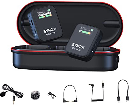 SYNCO G2 (A1) Pro 2.4GHZ Drahtloses Lavalier Mikrofon mit Ladekoffer 1 Empfänger 1 Sender Echtes Farbdisplay Mikrofon Unterstützung Digitale Überwachung Digitaler Ausgang