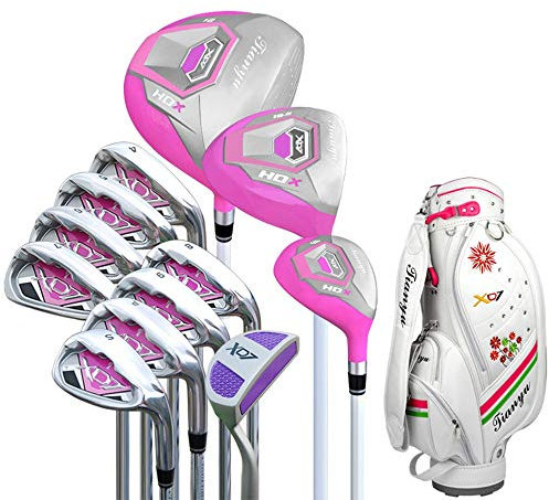 Golftaschen für Männer Damen Golf Anfänger 12-teiliges Golfschlägerset Pink Golf Putter Golf Übungsschlägerset für Damen mit Handschuhen Sport (Color : One Color, Size : A2)