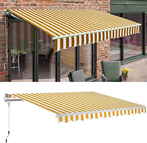 0℃ Outdoor Gelenkarmmarkise, Einziehbare Markise mit Kurbela und Handkurbel, Sonnenmarkise Winkel Einstellbar, Markise mit Wasserdichter Beschichtung für Terrasse Balkon Veranda,#3,4x1.5m