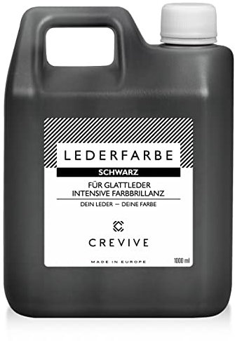 CREVIVE Lederfarbe 1000 ml – Farbe wählbar – für Echtleder und Kunstleder zum färben und umfärben von Leder – Schwarz