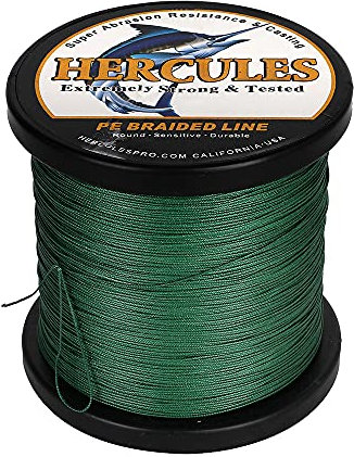 HERCULES Geflochtene Angelschnur 12 Stränge, 100-2000m 109-2196 Yards Geflochtene Fisch Linien, 10lb - 420lb Test-PE-Schnüre für Salzwasser-Süßwasser - Grün, 70lbs, 500m
