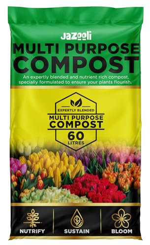 Jazooli 60L Multipurpose Compost Soil Bag - All Purpose Nutrient Rich Compost Mix for Potting, Seeds, Seedling, Outdoor Plant & Indoor Houseplant, Garden Growing - Eco-Friendly
