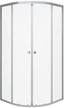 MARWELL Duschkabine Chrystal Round 90x90 cm – Dusche mit hochwertigen Aluminiumprofilen in silber matt – Duschabtrennung mit Schiebetür – Modernes Design für Bad
