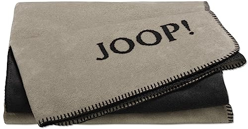 Joop! Uni-Doubleface I weiche Kuscheldecke in Stein-Anthrazit I Wohndecke aus Baumwolle und Polyacryl in Beige-Grau I Tagesdecke 150x200cm | nachhaltig produziert in DE I Öko-Tex Standard 100, (UDF) | Wohndecke aus Baumwolle und Polyacryl, Made in Germany, wärmende Sofadecke, Tagesdecke in 150x200 cm, OEKO-TEX Standard 100