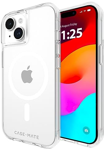 Case-Mate Tough Clear Mag-Safe Case Schutzhülle kompatibel mit Apple iPhone 15/14/13 Hülle Durchsichtig (Recyceltes Material, 4,5 m Fallschutz, Integrierter Mag-Safe-Ring) - Transparent