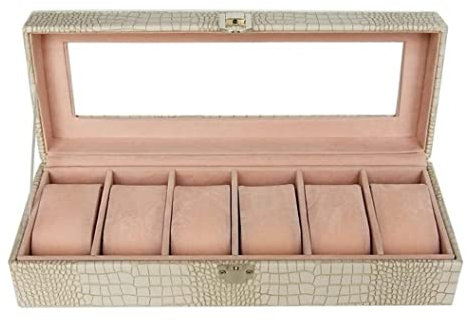 Uhrenkoffer Uhrenrolle Uhrenbox Uhrenschatulle Uhrenbox Aufbewahrungskoffer Leder Herrenuhr Display Organizer 6 Slots Mit Glasdeckel Abnehmbare Kissen Uhrenetui Uhren Aufbewahrungsbox ( Color : A )