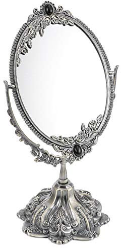 FOMIYES Kosmetikspiegel Tischspiegel Retro Stil Doppelseitig Drehbar aus Metall mit Ständer Antiker Schminkspiegel für Frauen Mädchen Schlafzimmer Bad Dekoration (Bronze)