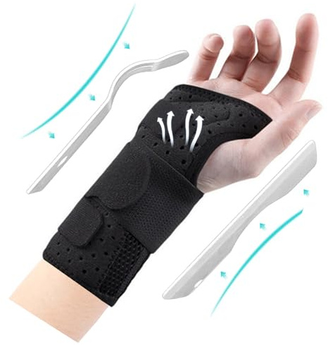 Carpal Tunnel Wrist Support Brace with 3 Straps Metal Splint Stabilizer, Breathable Wrist Splint Hand Support Help Relieve Tendonitis Arthritis Carpal Tunnel RIS Pain, Wrist Brace for Men Women