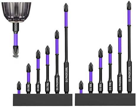 AALLYN D1 Anti-Slip and Shock-Proof Bits with Phillips Screwdriver Bits | 1/2-Set Magnetic Screwdriver Bits | High Hardness and Strong Magnetic Bit for Power Screwdriver Drill