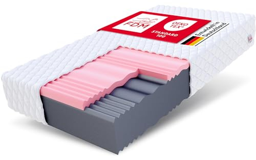 FDM Matratze 120x200 cm Härtegrad H3 H4 Höhe 14 cm Kaltschaummatratze HR-Schaum Visco-Schaum 7 Komfortzonen mit Hypoallergenem Waschbarem Jersey Bezug Oeko-Tex Select