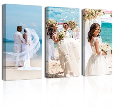 CXHOSTENT Foto Leinwanddrucke individuelle personalisierte Geschenke laden Sie Ihr Bild auf Leinwand 3 teilige individuelle Bilder Gerahmt (Gerahmt, 20.00 x 40.00 cms x 3PCS)