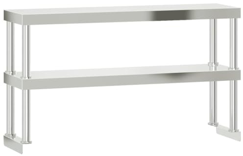 vidaXL Aufsatzboard für Küchentisch 2 Ablagen 110x30x65 cm Edelstahl