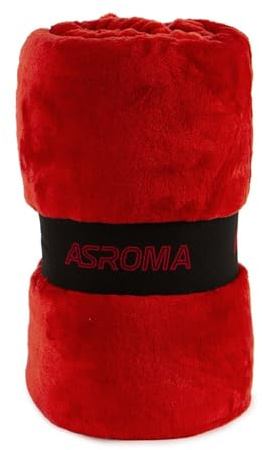 Plaid Roma in Morbido Pile Coral Rosso con Logo Ufficiale Calcio