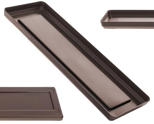 KADAX Soucoupe de 30 cm pour jardinière, soucoupe rectangulaire en plastique, soucoupe de pot de fleurs, soucoupe pour jardinière de balcon, soucoupe de plantes (marron)