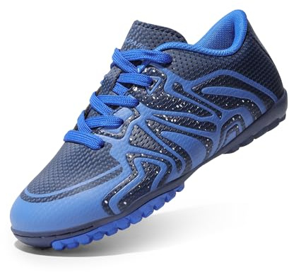 DREAM PAIRS Boys Football Boots Shoes Kids Girls Soccer Athletics Sport ShoesTeenager Indoor Outdoor Sneakers for Unisex,Size 1 Big Kid,Navy/Royal/White,SDSO2413K
