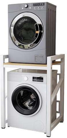 WPPTNSFY Waschmaschinenschrank, Waschmaschine Trockner Schrank mit 3 Höhenverstellbar für Waschmaschine, Wäschetrockner, Waschmaschinenschrank Überbauschrank für Bad, Wäscherei