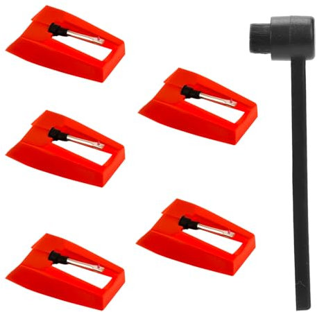 5 Stück Plattenspieler Nadel, Ersatznadeln für Plattenspieler mit Reinigungsbürste Diamantnadel Plattenspielernadel für Victrola 1byone Crosley, ION, Jensen, LP-Phonograph Vinyl-Plattenspieler