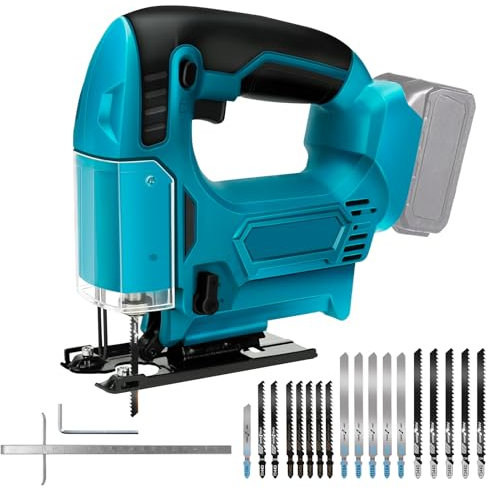 WingFly Seghetto Alternativo a Batteria per Makita 18V, Seghetto Alternativo Elettrico 2700 SPM con 10 Lame, Velocità variabile, Angolo Inclinato 0°-45° per Legno Plastica Metallo