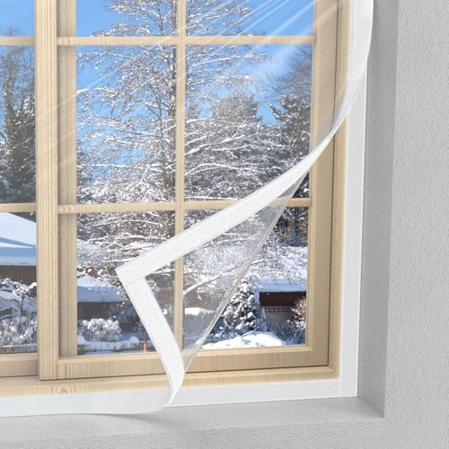 Forestchill Window Insulation Kit, 47 x 63 (120 x 160cm) Adjustable Winter Seal, Reusable Indoor Insulator to Block Cold, Dust - Clear Plastic Film With Hook & Loop Strips