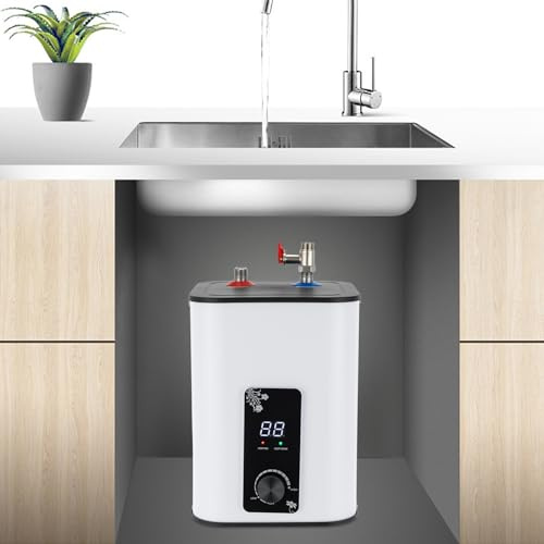 MEELRYD Chauffe-eau électronique instantané de cuisine - 8 l - 1500 W - Petit chauffe-eau instantané - Chauffage rapide pour cuisine et salle de bain - Blanc