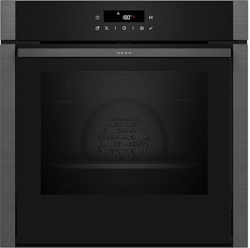 NEFF B5ACJ7HG3 N50 - Horno empotrable, Slide and Hide, fabricado en Alemania, LED Touch Control, Air Fry y Air Fry, 7 tipos de calefacción, aire caliente 3D, CircoTherm, EasyClean, pirólisis, grafito