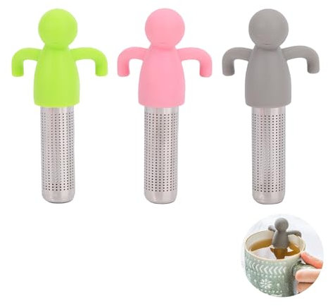 3 Stück Teeei für Losen Tee Lustig Tee Ei Lustig Teesieb für Losen Tee Lustig Kreativer Humanoider Teebrüher mit Griffen für Teeliebhaber Freunde und Familie für Tassen und Teekannen
