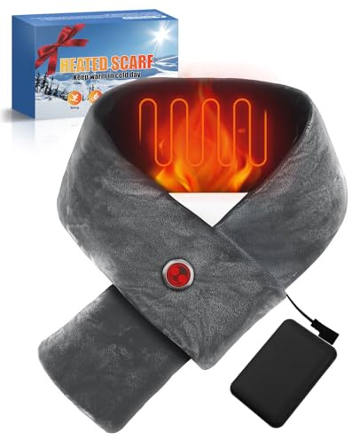 Neck Scarf with 5000mAh Power Bank Features 3 Adjustable Heat Levels Up to 8 Hours of Use Rechargeable Heating Scarf for Motorcycling Camping Cycling Outdoor Activities Women & Men Dark Grey