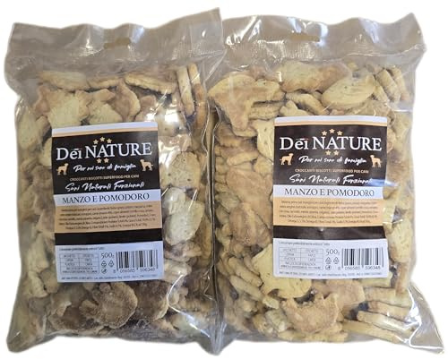 DEI NATURE Hundkakor Nötkött och tomat 2 förpackningar om 500 g, mänsklig kvalitet, Superfood, hundsnacks, hundbidrag
