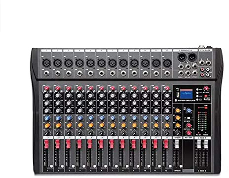 Mesas mezcladoras de estudio, 6/8/12/16 canales, mezclador de audio compacto, Bluetooth, USB, DJ, consola de mezcla de sonido, amplificador de monitor de 48 V, 12 vías