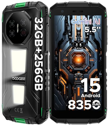 DOOGEE Fire 3 MAX Android 15 - Teléfono móvil para Exteriores (256 GB + 32 GB, 8350 mAh, 1200 LM, Pantalla IPS HD+, 48 MP+8 MP, Soporte Widevine L1, IP68, GPS, Huella Dactilar, NFC/OTG