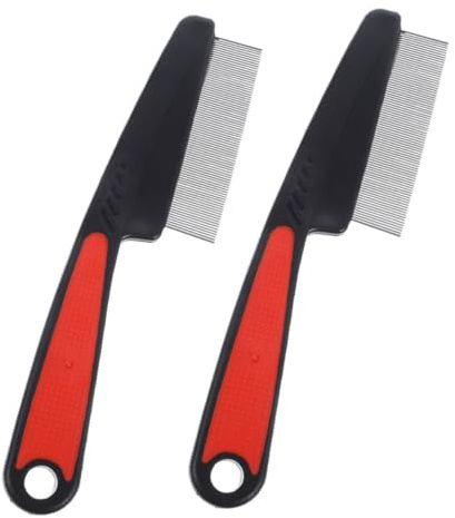 VILLFUL 2 piezas Peine Fino de Acero Inoxidable Unidades Peine Metálico Antipiojos para Hombres Mujeres y Mascotas Diseño Resistente para Eliminar Caspa y Enredos Profesional y Doméstico