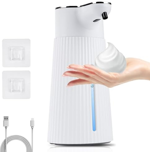 Nikou Automatic Foam Soap Dispenser, Rechargeable Hand Disinfectant Dispenser with Infrared Sensor, Supports Hand Soap, Detergent, Shampoo (400 ml)