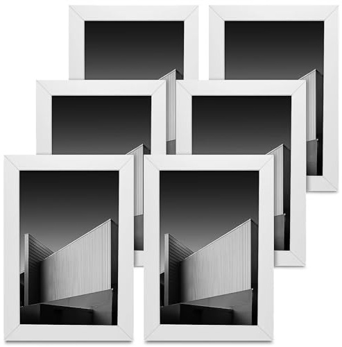Yonality Juego de 6 Marco 10x15 cm, marco de fibra de densidad media con Lámina acrílica transparente, Diseño Elegante y Delgado para Exposición en Pared o Mesa, para fotos, pósteres, rompecabezas