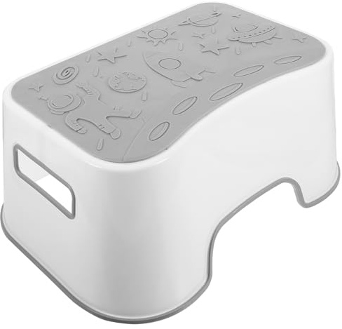 COLLBATH Tabouret de Toilette en Plastique PP Blanc Marchepied Antidérapant Compact pour Salle de Bain Support Stable et Robuste Adapté aux Adultes et Garçon et Filles pour Confort et