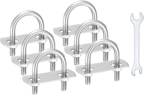 QUARKZMAN 6 Piezas Pernos U M6 Ancho Interior 1.18(30mm) Pernos U | Longitud 1.85(47mm), De Acero Inoxidable 304, Con Tuercas Arandelas De Placa Y Llave, Para Remolques Barcos Ejes Velero