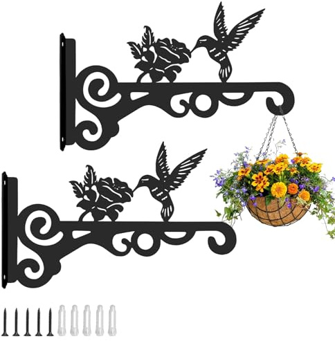 Jerhyun 2 Stück Blumenampel Halterung, 25cm Eisen Wandhaken | Haken für Blumenampel Geeignet zum Aufhängen von Blumentöpfen, Vogelhäuschen und Windspielen von Gärten Balkonen