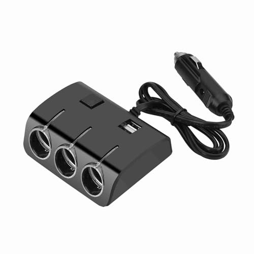 Aramox Distributore per Accendisigari, Splitter a 3 Vie con 2 Porte USB per Ricarica Rapida, Alta Efficienza, Ideale per Auto e Viaggi