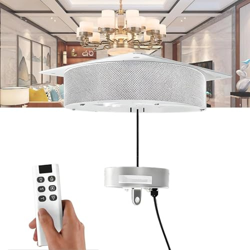 Elevador Eléctrico Para Lámparas De Araña 2 En 1 Elevador Lámparas Colgantes Motorizado Alta Resistencia Para Villas, Con Control Remoto Para Limpieza Y Mantenimiento(40kg)